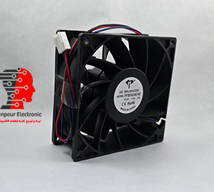 فن بلبرینگی توربو (9038) 24V 750maبا ابعاد 9x9cm ضخامت 3.8cm  (سه سیم)