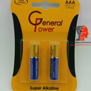 باطری نیم قلمی جنرال پاور 2 عددی سوپر آلکالاین AAA مدل General Power