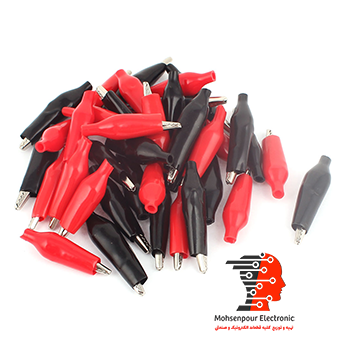 گیره سوسماری روکش دار کوچک (2 عددی) قرمز و مشکی 44mm