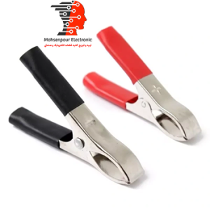 گیره سر باطری روکش دار متوسط (2 عددی) قرمز و مشکی 7.5cm