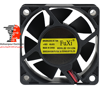فن بوش  (6025) 12V 0.25A با ابعاد 6x6cm ضخامت 2.5cm (دو سیم)
