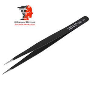 پنس آنتی استاتیک سر صاف نوک تیز 140mm وتوس VETUS مدل ESD-11