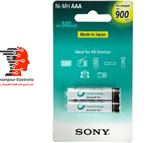 باطری نیم قلمی سونی 2 عددی قابل شارژ 840 میلی آمپر ساعت AAA مارک SONY
