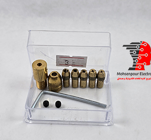 ست سه نظام  با 5 کولت و آچار آلن و قطر مناسب مته 0.8mm-3.5mm