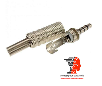 فیش 3 خط صاف هندزفری نری استریو جک(AUX) 3.5MM فلزی رنگ نقره ای