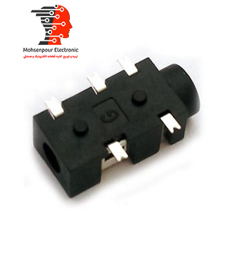 جک مادگی خوابیده استریو روبردی 5پایه(5PIN) (AUX) SMD 3.5MM نقره ای