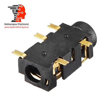 جک مادگی خوابیده استریو روبردی 5پایه(5PIN) (AUX) SMD 3.5MM طلایی