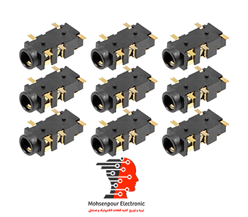 جک مادگی خوابیده استریو روبردی 5پایه(5PIN) (AUX) SMD 3.5MM طلایی